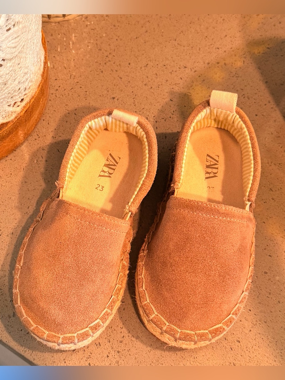 Zara Kids Tan Suede Moccasins